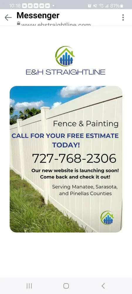 Professional fence repair for homes in Parrish, FL by E&H Straightline