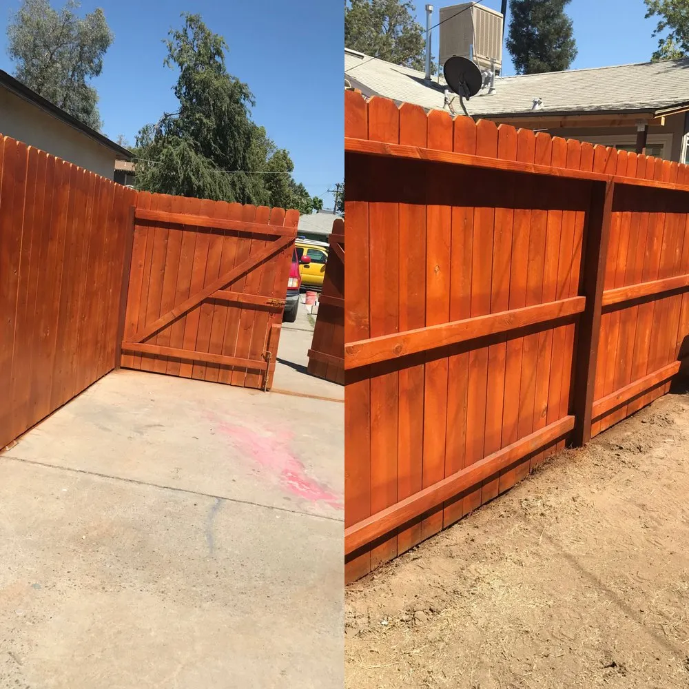 Professional wood fence service for homes in Merced, CA by Perez Construction