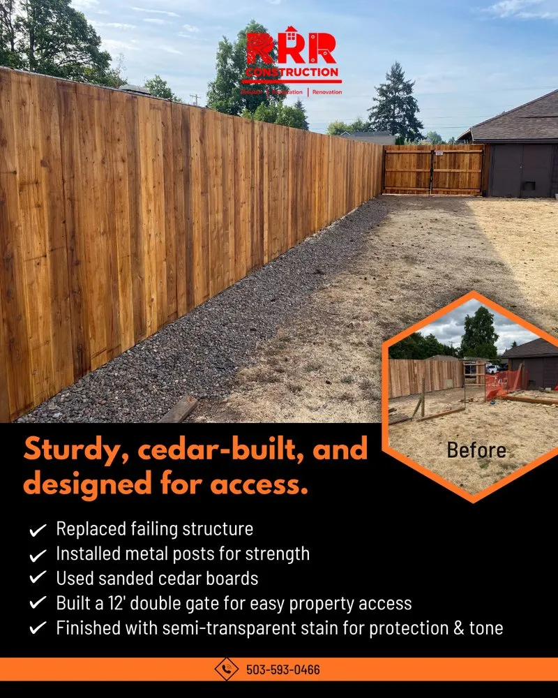 Trusted vinyl fence installation in Gresham, OR by RRR Construction